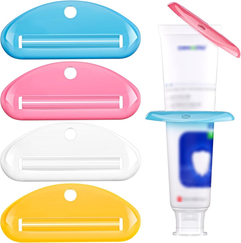 EVOULTES 4PCS Toothpaste Squeezer, Colorful Plastic Toothpaste Tube Squeezer Toothpaste Dispenser HangingTube Squeezer Tool, Toothpaste Clip for Bathroom, Suitable for Toothpaste, Cream, Cosmetics - Image 1
